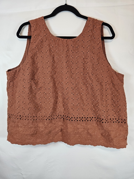 LOFT Tops - LOFT Rust Eyelet Sleeveless Blouse